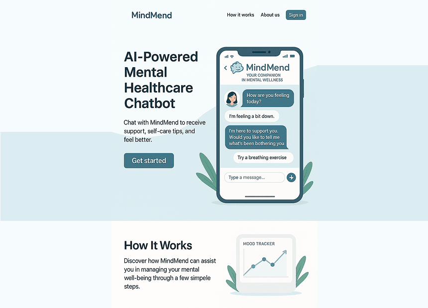 AI-driven mental health assistant suggesting breathing exercise