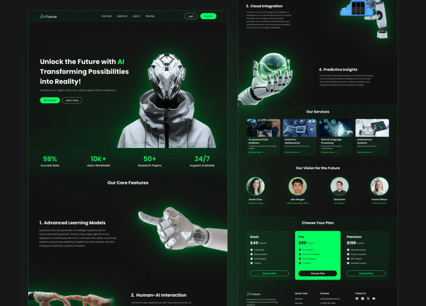 Digital platform showcasing human-AI interaction and predictive insights